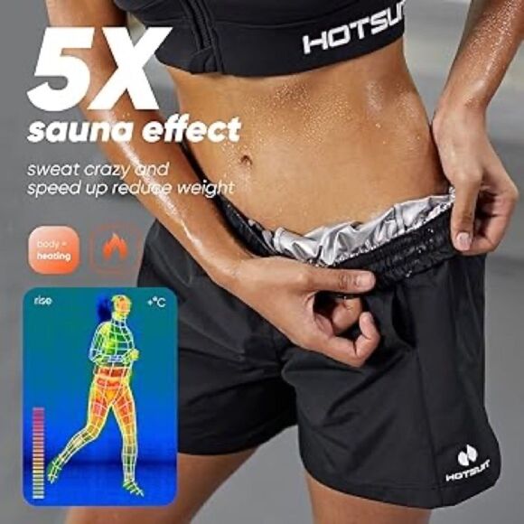 NWOT Hotsuit Black Sauna Shorts Burn Fat Womens Sz XS - Picture 1 of 7